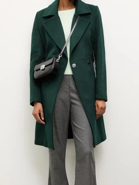 Answear Lab płaszcz wełniany przejściowy dwurzędowy zielony