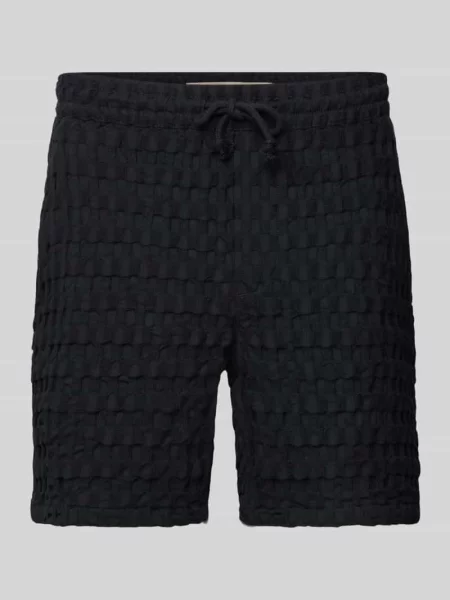 Szorty z dzianiny dresowej o kroju regular fit z fakturowanym wzorem model ‘TEL BRADDOCK’ Only & Sons czarne