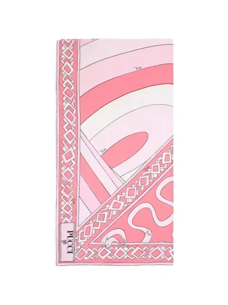 Fular Pucci de mătase cu imagine cu imprimeu geometric roz