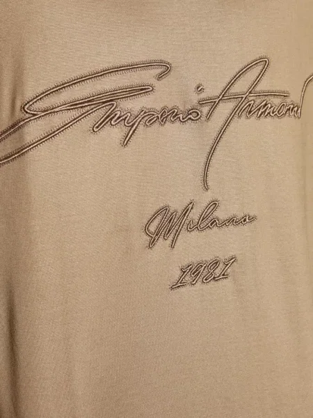 Tricou Emporio Armani din lyocell maro