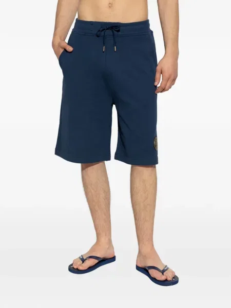 Džínové šortky Versace Jeans Couture s autogramem se stahovací šňůrkou modré