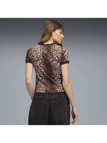 PUMA koszulka o wąskim kroju Essentials Graphics Leo Luxe Odzież S czarny