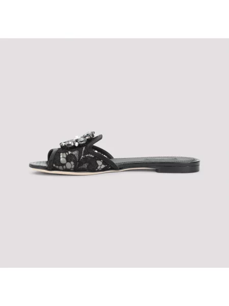 Klapki Dolce And Gabbana koronkowe czarne