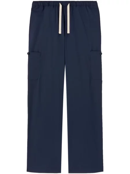 Pantaloni Palm Angels din țesătură twill albastru