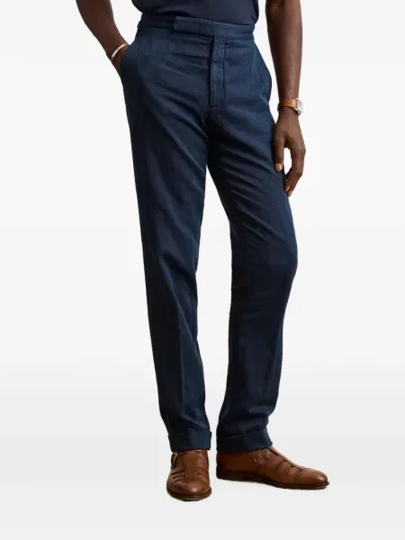 Hlače Ralph Lauren Purple Label s herringbone uzorkom plava