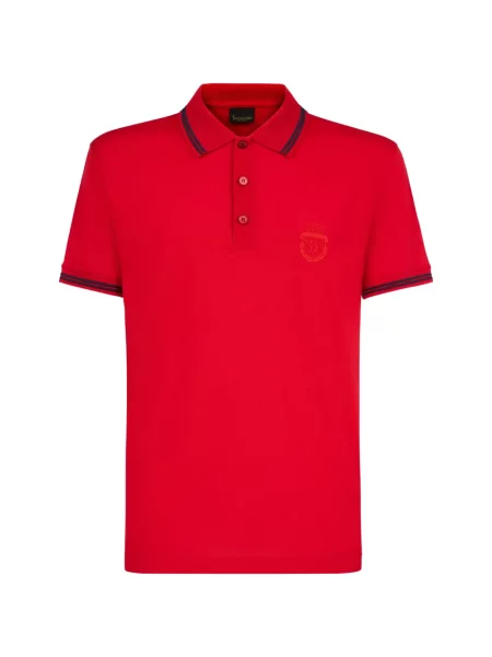 Tricou polo Billionaire cu broderie cu dungi roșu