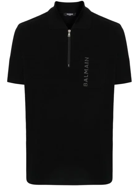 Tricou polo Balmain cu autograf negru