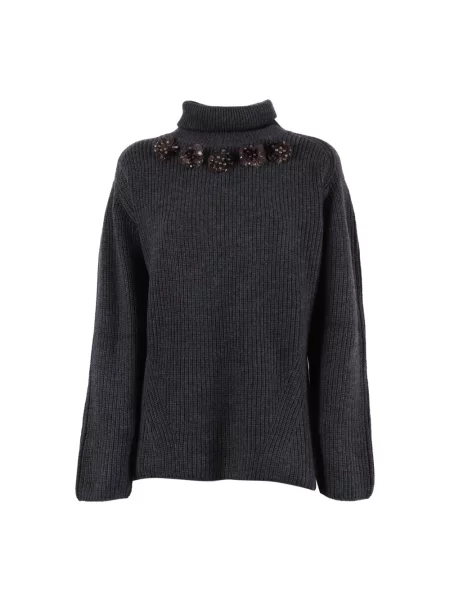 Sweter z golfem Parosh wełniany szary