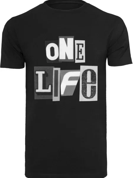 Mister Tee Tričko One Life šedá / tmavě šedá / černá bílá