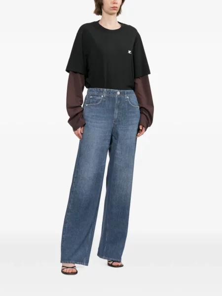 Tricou Courreges cu broderie negru