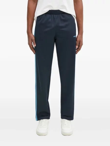 Pantaloni palazzo Adidas cu dungi plisat cu imagine albastru