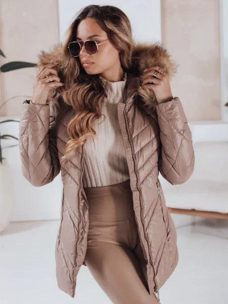 Kurtka zimowa pikowana SOLARIS cappuccino Dstreet
