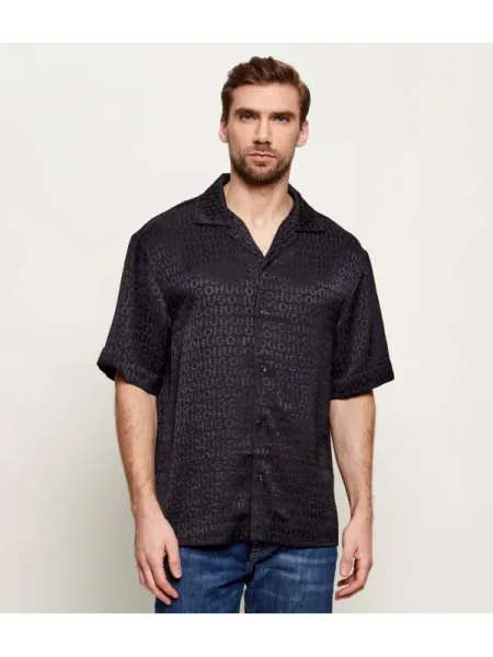 HUGO Cămașă Espino | Oversize fit negru