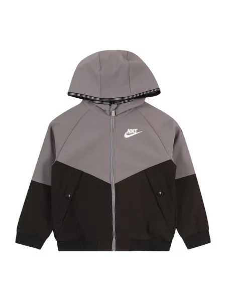 Nike Sportswear Geacă de primăvară-toamnă Futura gri / negru / murdar alb
