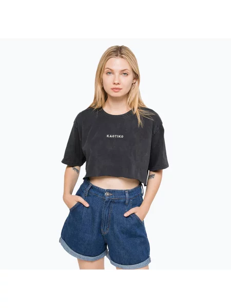 Tricou pentru femei Kaotiko Washed black negru
