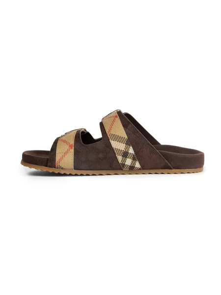 Klapki Burberry skórzane brązowe