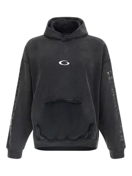 Суичър с качулка Balenciaga с разкъсвания черно