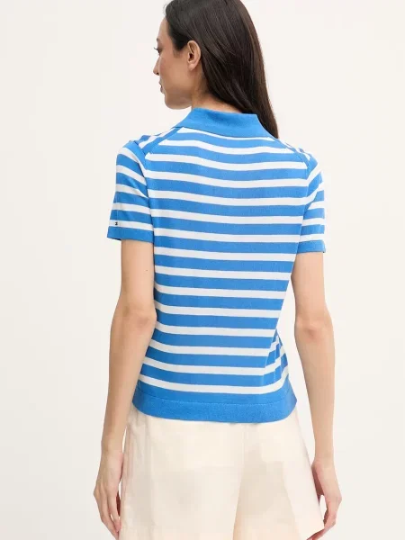 Koszulka polo o kroju regular fit z mieszanki lyocellu i jedwabiu Tommy Hilfiger niebieska