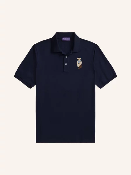 Ralph Lauren Purple Label Polokošile Z Piké tmavě modrá / tmavě hnědá béžová