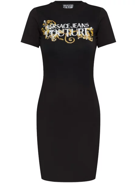 Rochie din denim Versace Jeans Couture de cristal de costum negru