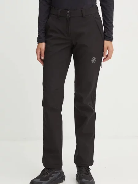 Sportske hlače Mammut Runbold Winter za žene ravni kroj srednje visoki struk crna