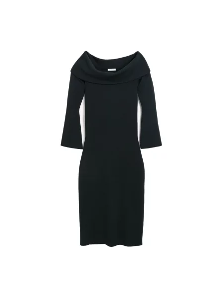 Lniana sukienka midi By Malene Birger do kolan czarna