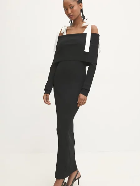 Rotate sukienka 0 maxi dopasowana czarny