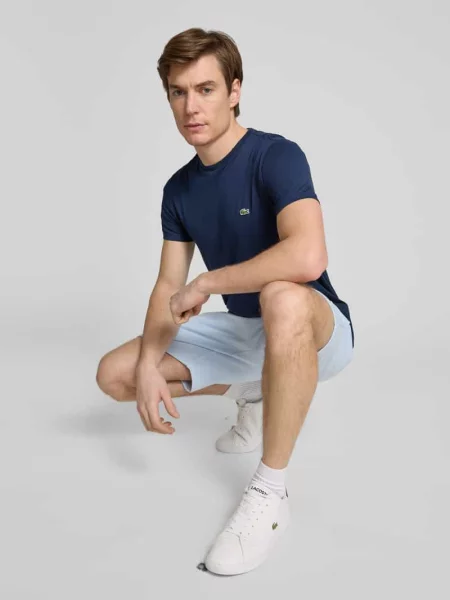T-shirt z okrągłym dekoltem Lacoste niebieska