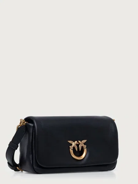 Pinko De piele geantă pe umăr Click Soft Horizontal Mini negru