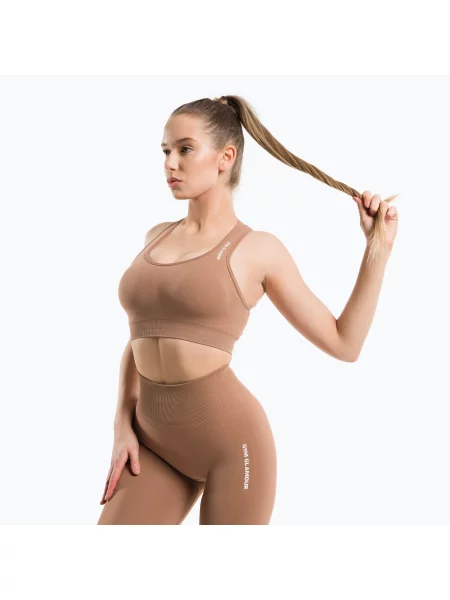 Fitness podprsenka Gym Glamour Compress Cappuccino hnědá