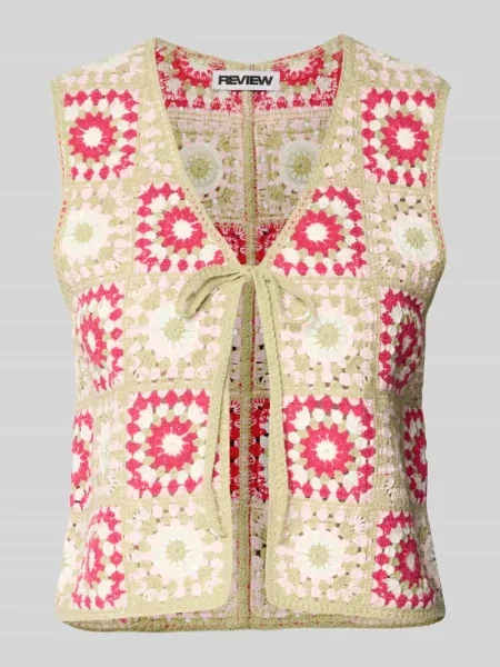 Kamizelka szydełkowa w stylu granny square Review czerwona