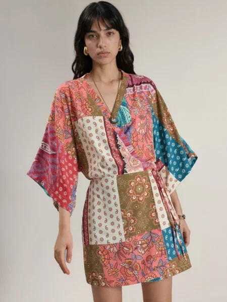 Hiccup Šaty olivová / petrolejová / pitaya / offwhite
