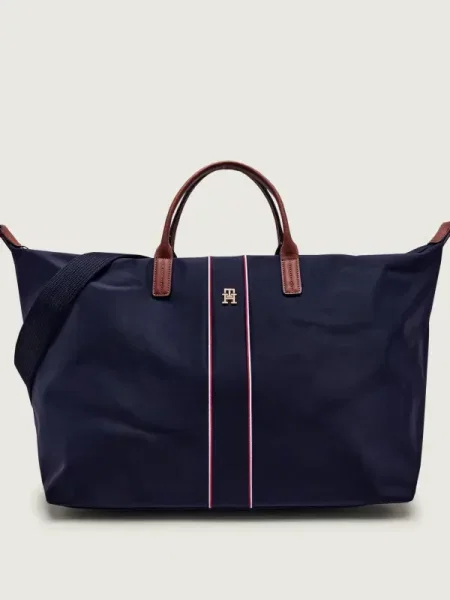 Tommy Hilfiger Geantă de voiaj cu adaos de piele albastru