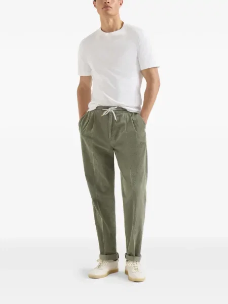 Pantaloni Brunello Cucinelli de catifea cord cu cordon verde