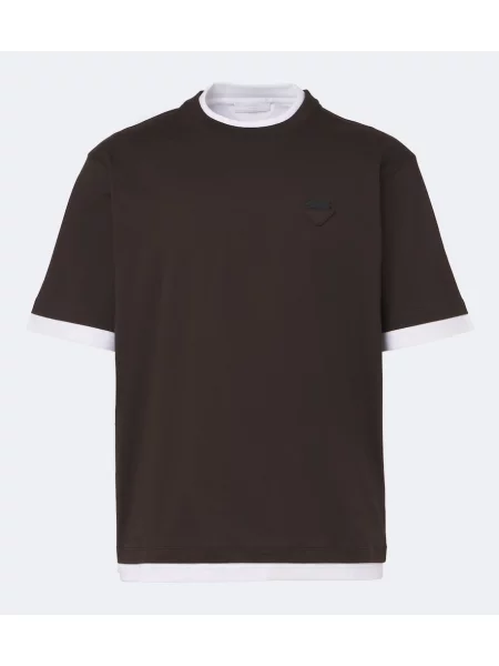 Tricou Prada din jerseu maro