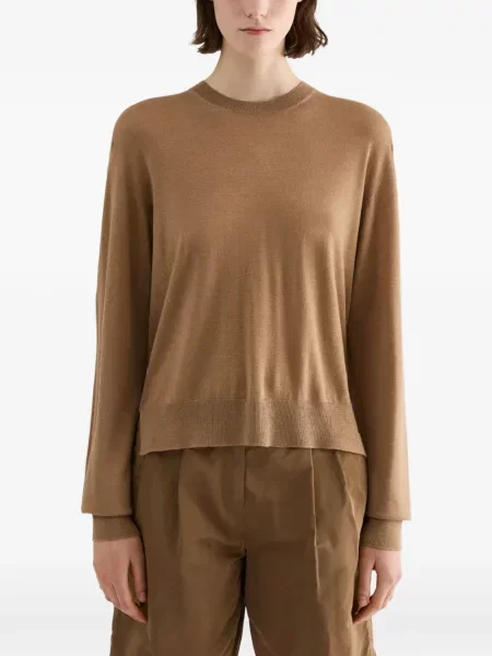 Pulover Jil Sander cu decolteu rotund maro