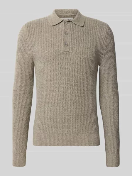 Sweter z dzianiny z kołnierzykiem polo model ‘GAHN’ Casual Friday