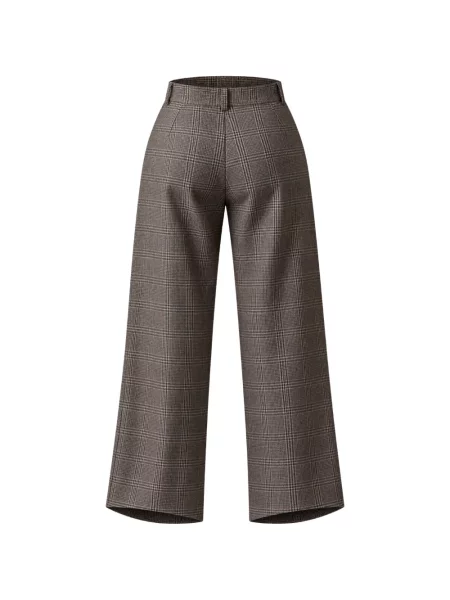Pantaloni Le Sully Studio în carouri maro
