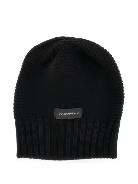 Căciulă Emporio Armani tricotate chunky cu autograf negru