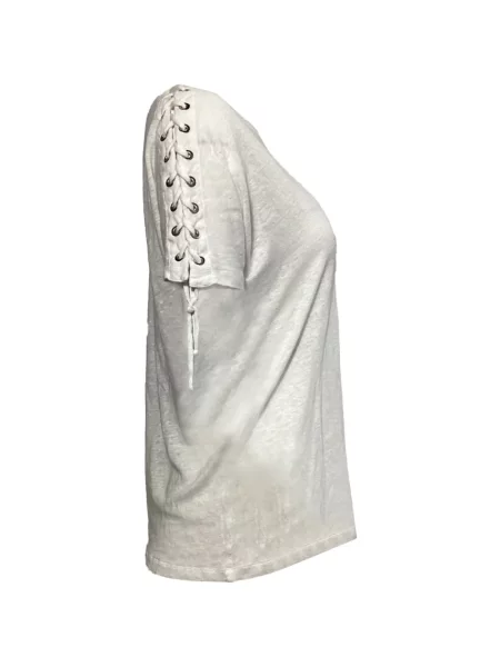 Tricou Iro cu decolteu rotund din dantelă alb