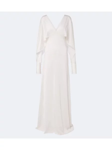 Rochie Fendi de mătase drapată alb