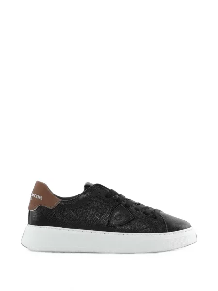 Sneakerși Philippe Model Paris din piele cu autograf negru