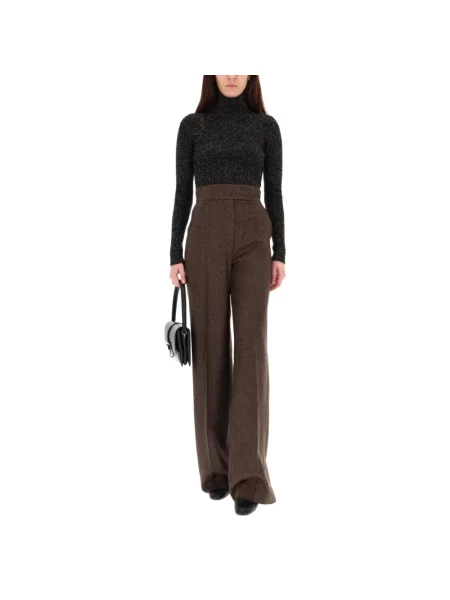 Lniany sweter z golfem Max Mara czarny