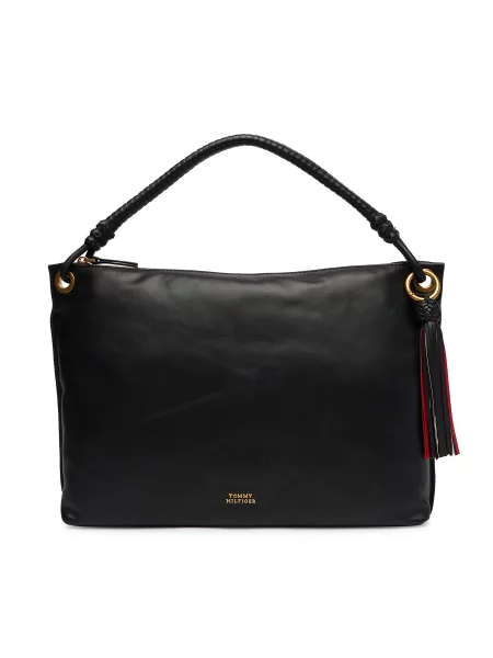 Tommy Hilfiger Τσάντα Th Statement Leather Bag μαύρο