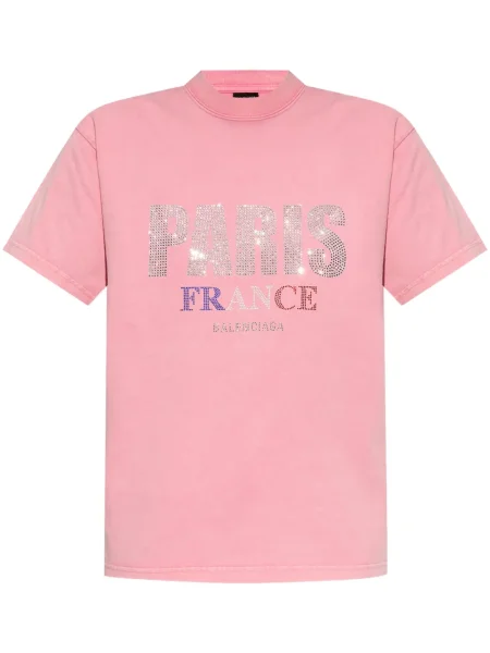 Koszulka Balenciaga z ćwiekami różowa