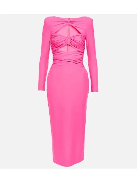 Rochie midi Self-portrait din jerseu până la genunchi de costum roz
