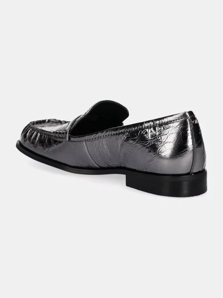 Kožené mokasíny MICHAEL Michael Kors Carlson na plochém stříbrná