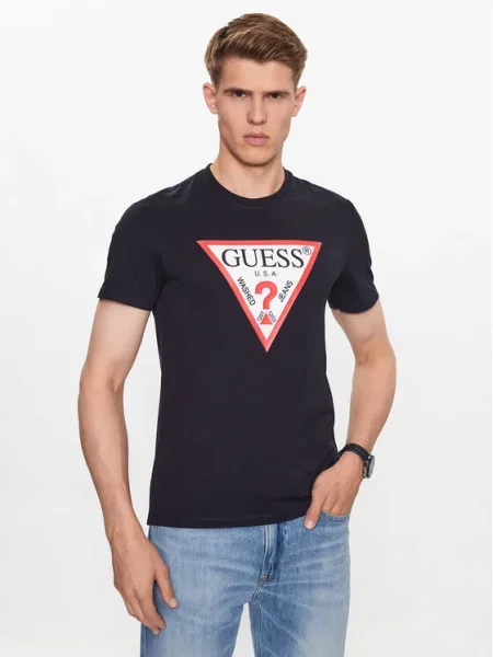 Guess Tricou Bleumarin negru