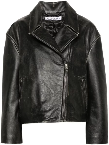 Kurtka Acne Studios z przetarciami biker czarna