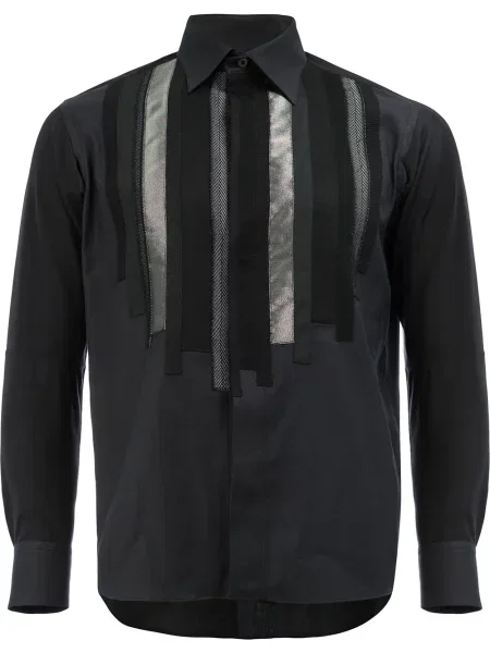 Prugasta košulja Shiro Sakai s aplikacijama crna